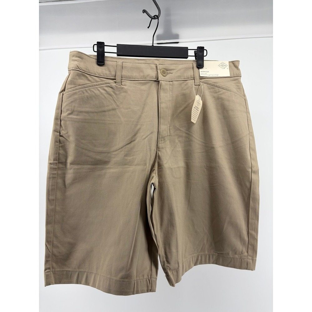 St.‎ John's Bay Secretly Slim, Bermuda Shorts, Mid Rise, Khaki,NWT, Sz 16